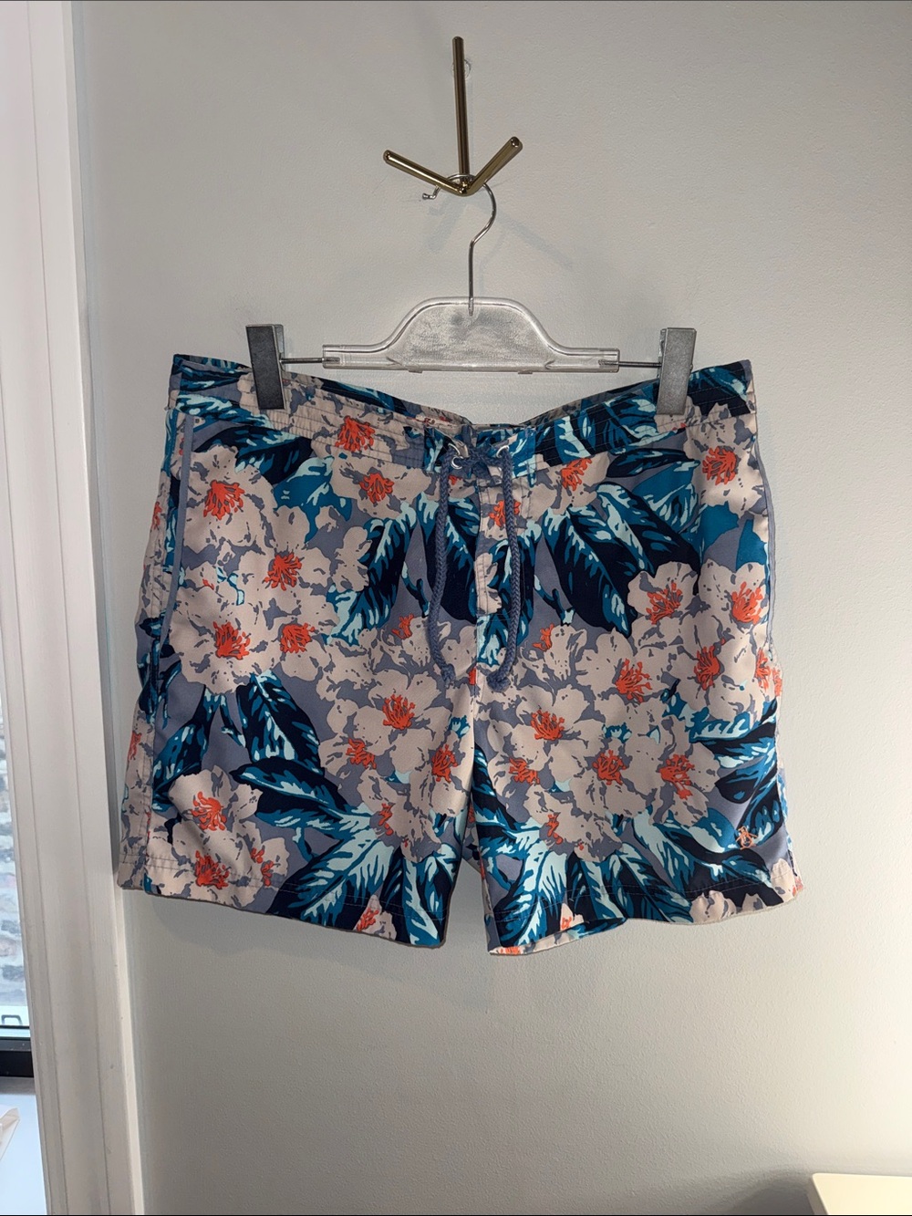 Men's Blue Floral Swim Board Shorts
